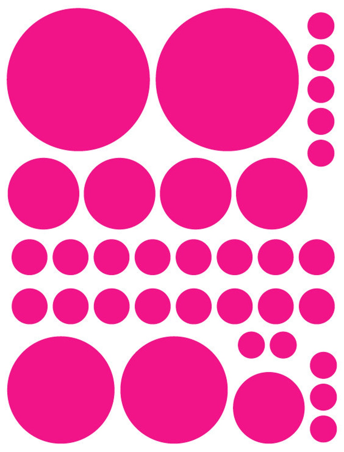 70 Hot Pink Vinyl Polka Dots Bedroom Wall Decals Stickers Teen Etsy