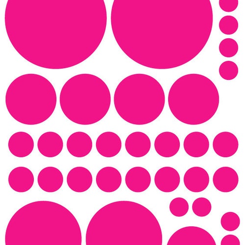 70 Hot Pink Vinyl Polka Dots Bedroom Wall Decals Stickers Teen Etsy