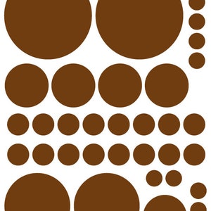70 Dark Chocolate Brown Vinyl Polka Dots Bedroom Wall Decals Stickers Teen Kids Baby Nursery Dorm Room - Removable  Wall Stickers