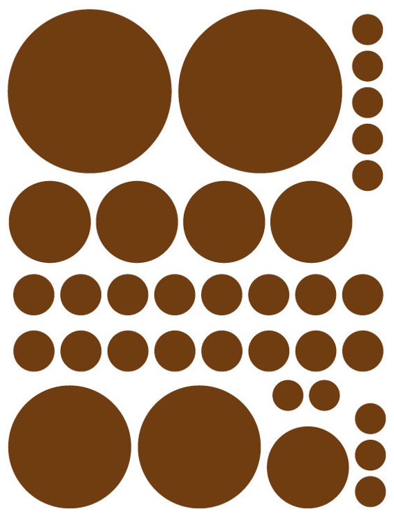 70 Dark Chocolate Brown Vinyl Polka Dots Bedroom Wall Decals Stickers Teen Kids Baby Nursery Dorm Room Removable Wall Stickers