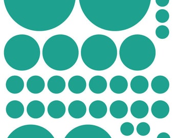 70 vinyle Turquoise teal pois chambre mur Stickers Autocollants ADO enfants bébé chambre dortoir chambre d’enfant - Stickers muraux amovibles - facile à installer