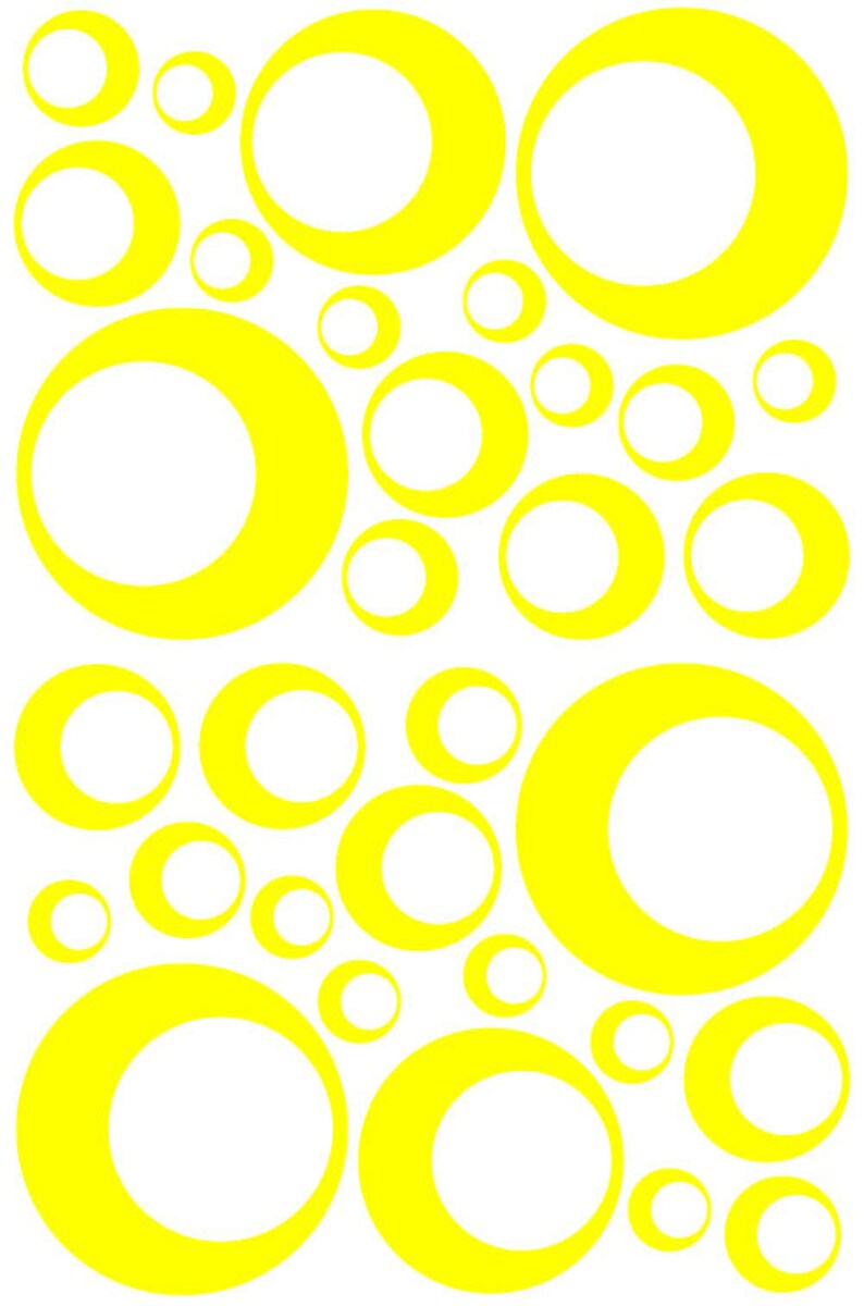 Cercle jaune dans un cercle de bulles air decals IT idéal pour ADO, enfant, bébé, pépinière, murs de la salle dortoir amovible Custom Made facile à installer image 1