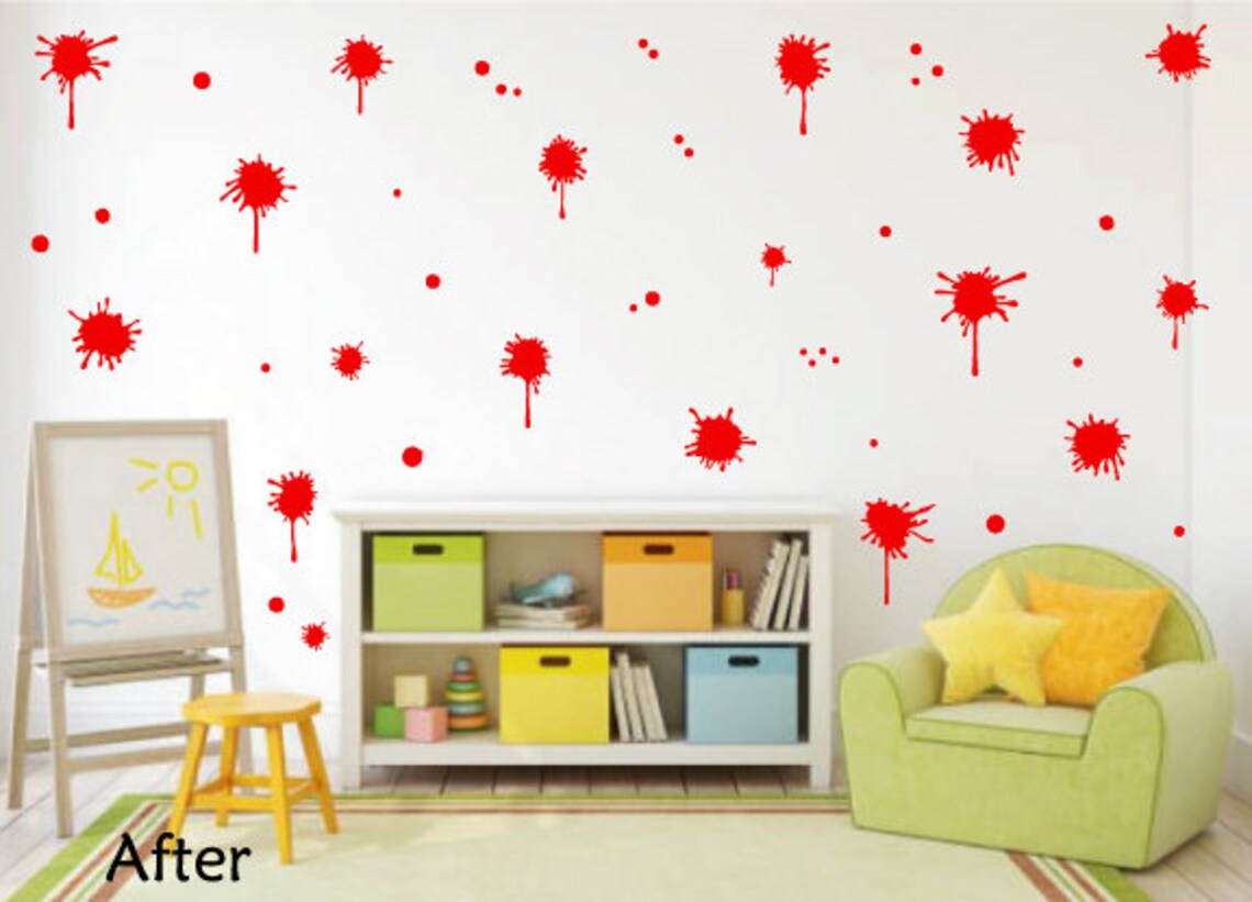 Paint Splatter Wall Decal in Red Etsy