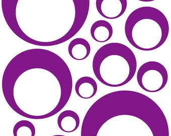 32 violet vinyle cercle dans une cercle bulle points chambre mur Stickers Autocollants enfants ADO bébé chambre dortoir amovible sur-mesure facile à installer
