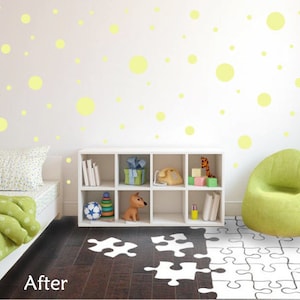 Pale Yellow Vinyl Polka Dots - Great for the Bedroom, Teen&#39;s, Kids Rooms, Nursery&#39;s and Dorm Rooms - Removable Wall Stickers