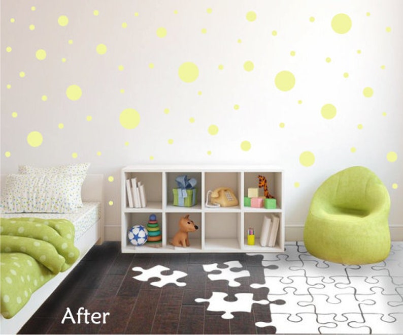 Removable Wall Stickers Kids Rooms Teen/'s Great for the Bedroom Nursery/'s and Dorm Rooms Pale Yellow Vinyl Polka Dots