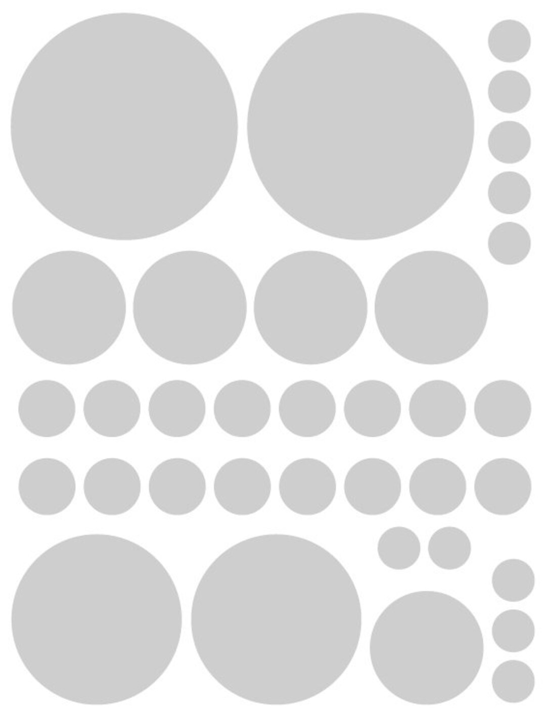 70 Satin Silver Vinyl Polka Dots Bedroom Wall Decals Stickers Teen Kids ...