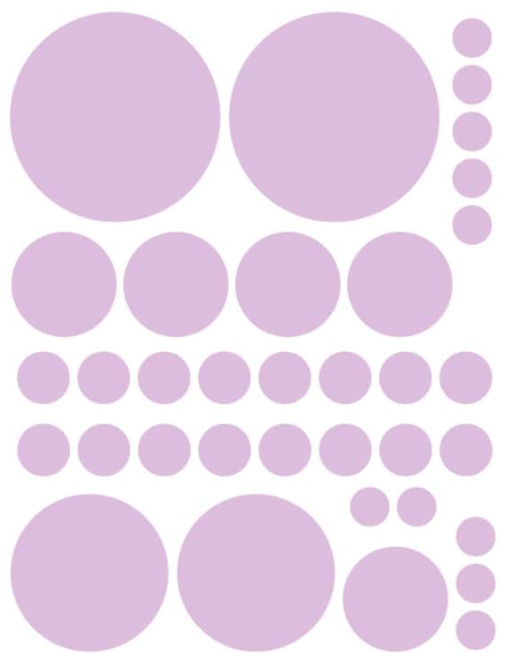 70 Light Purple Lavender Vinyl Polka Dots Bedroom Wall Decals Stickers Teen Kids Baby Girl Nursery Dorm Room Removable Wall Graphics