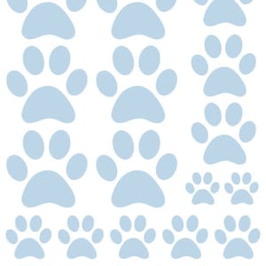 44 Powder Blue Paw Prints Vinyl Wall Decals Stickers Bedroom Teen Kids Baby Dorm Room Cat Dog Pet Removable Custom Easy to Install Wall Art