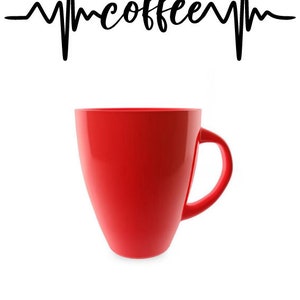 Coffee Heartbeat Funny Kitchen Wall Decal - Custom Wall Decor Many colors available - Removable Wall Art