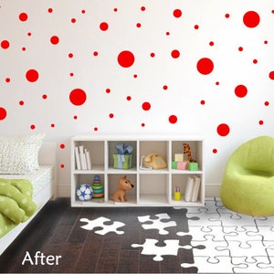 Red Vinyl Polka Dots - Great for the Bedroom, Teen&#39;s, Kids Rooms, Nursery&#39;s and Dorm Rooms - Removable Wall Stickers