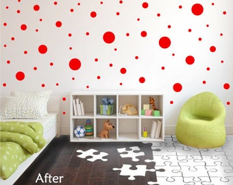 Vinyle rouge à pois - idéal pour la chambre à coucher, de l’adolescent, chambres d’enfants, de la pépinière et dortoirs - amovibles Stickers muraux