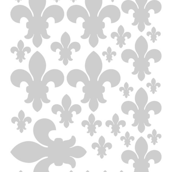 Satin Silver Fleur Lis Wall Decal Sticker French Decor Home Kitchen Bathroom Bedroom