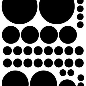 70 Black Vinyl Polka Dots Bedroom Wall Decals Stickers Teen Kids Baby Girl Nursery Dorm Room Removable Custom Made Easy to Install