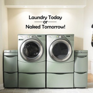 Laundry Today or Naked Tomorrow Wall Decals Stickers Washing Removable Many Colors to Choose From image 1