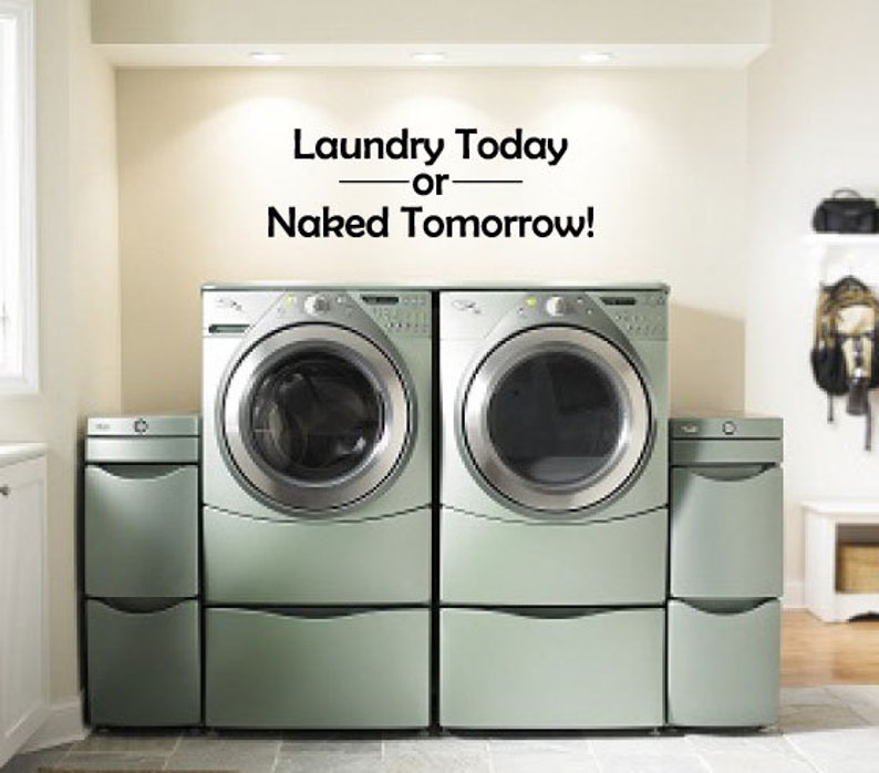 Laundry Today or Naked Tomorrow Wall Decals Stickers Washing Removable Many Colors to Choose From image 1