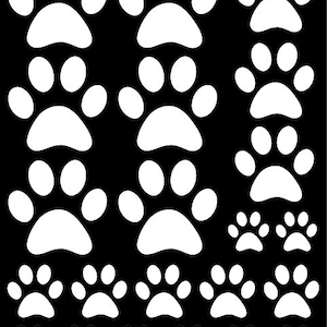 44 White Paw Prints Vinyl Wall Decals Stickers Bedroom Teen Kids Baby Dorm Room Cat Dog Pet Removable Custom Easy to Install Wall Art