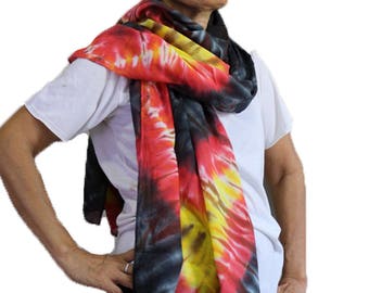 Black Yellow Orange Tie Dye Cotton Wrap Scarf Cotton Shawl Summer Beach Accessories (9)