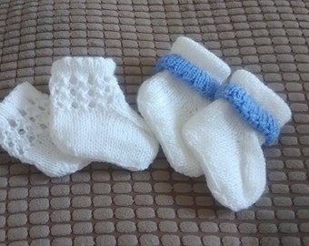 Baby knitting patterns Set of 2 socks from Newborn to 6mths