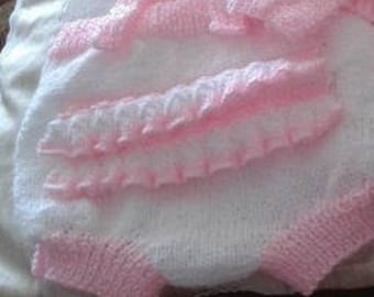 Baby Knitting Patterns 'Olivia Nappy Cover' Boy/Girl detachable bib Newborn to 6mths