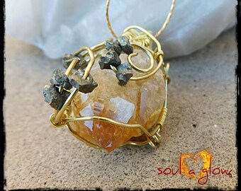 Manifest Success Pendant - Citrine Point, Pyrite