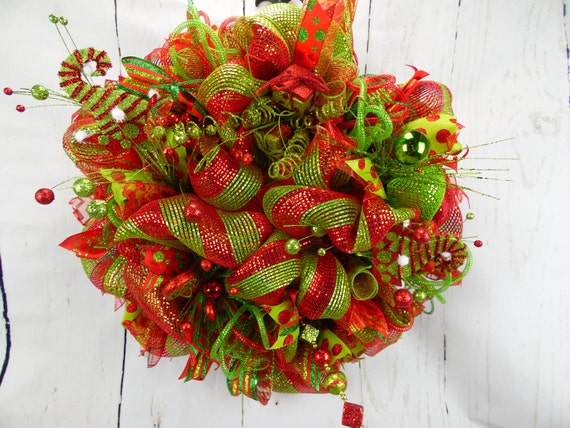 Elf Red Green Christmas Wreath, Christmas Wreath, Holiday Wreath, Holiday Door Decor, Elf Decor, Red Green Christmas Decor, Christmas Elf Il_570xn