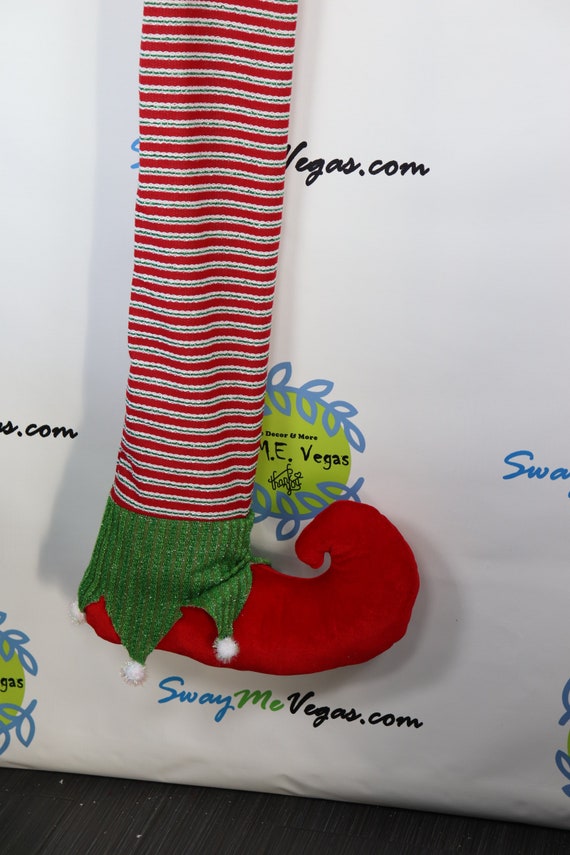 Elf Stocking, XL Long Pair of Elf Legs, Whimsical Holiday Decor, 62" Elf Legs and Shoes, Mantle 