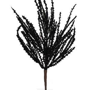 Black Flocked Pine Pick,   Holiday Pick Spray, Christmas Wreath Spray, Craft Supply, Wreath Supply, Floral Arrangement, Halloween Pick