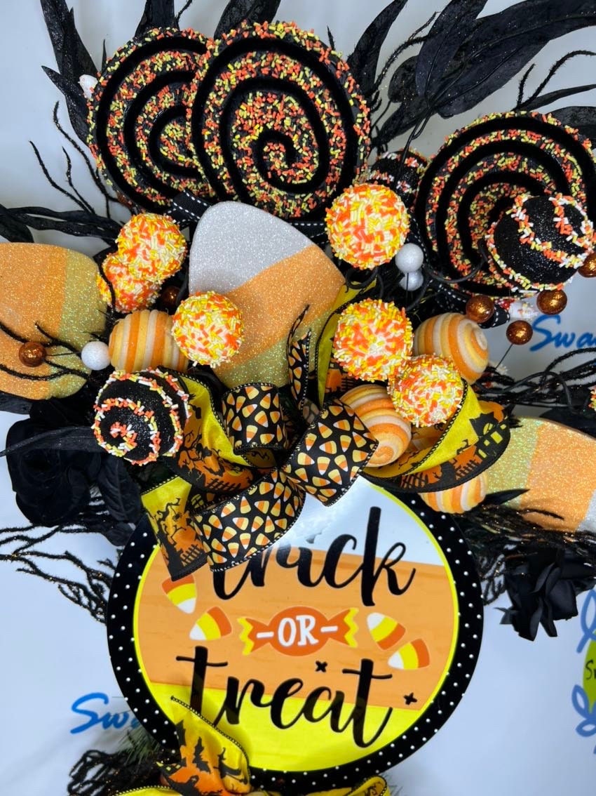 Halloween Swag: Candy Corn Trick or Treat, Whimsical Cake Pop Decor - Etsy