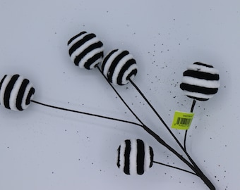 Striped Ball Pick Spray: Whimsical Halloween Wreath Supply