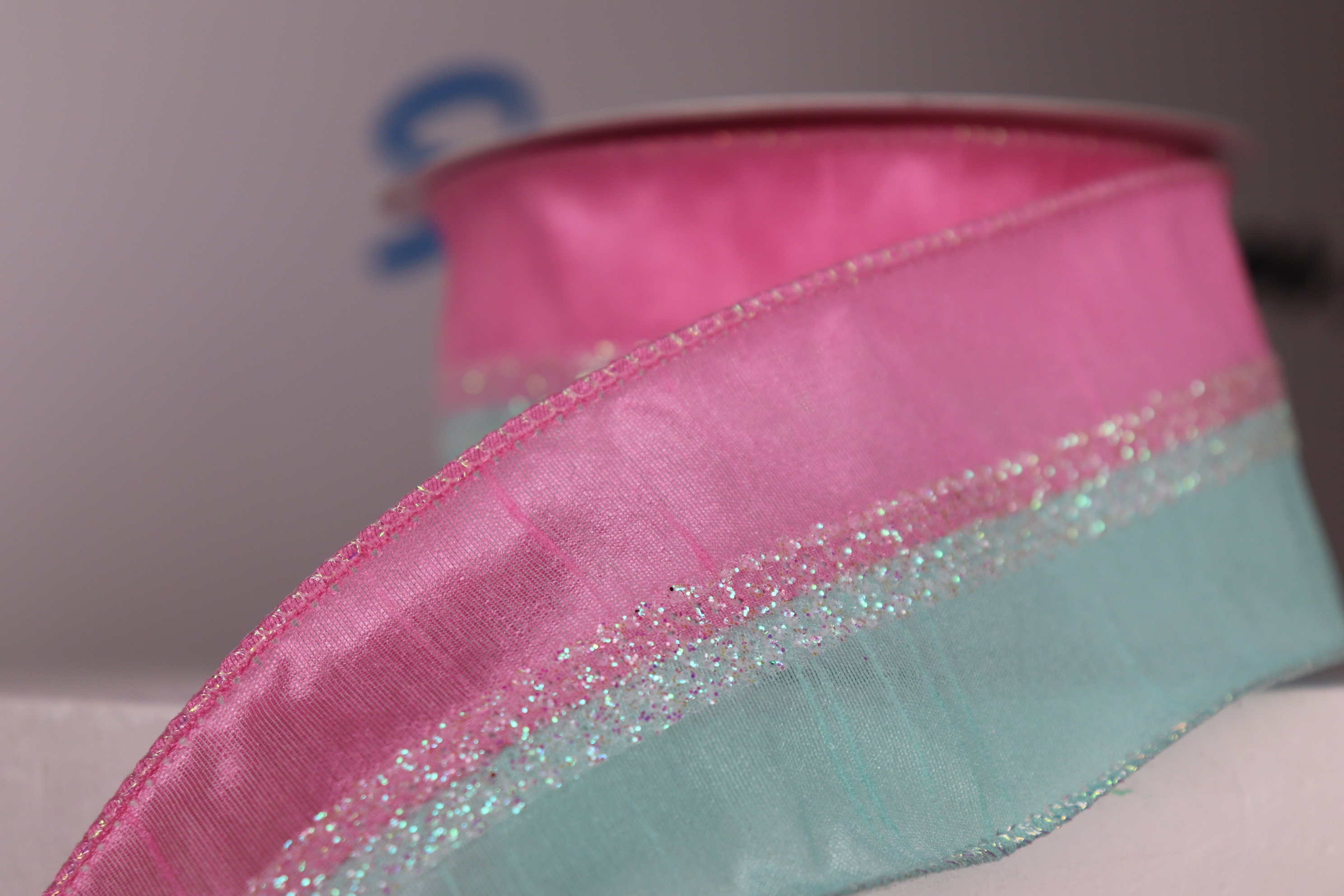 Pink Green Candy Striped Wired Ribbon Christmas Ribbon Etsy