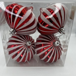 Red White Spiral Ball Ornament, Christmas Tree Ball, Craft Supply, Wreath Supply, Candy Decor, Christmas Decor, Peppermint Christmas