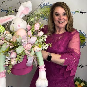 Easter Bunny Floral Centerpiece: Cottontail Legs Table Decor