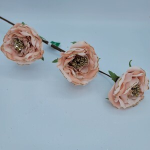 Pink Mauve Rose Spray: Gold Glitter Christmas Floral Pick