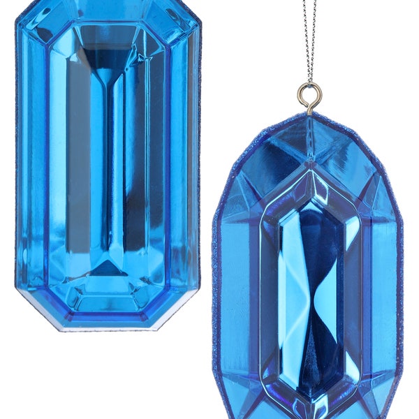 Sapphire 5” Christmas jewel ornament, elegant decoration, wreath supplies,  bling ornament, xmas tree ornament,  Iridescent Jewels