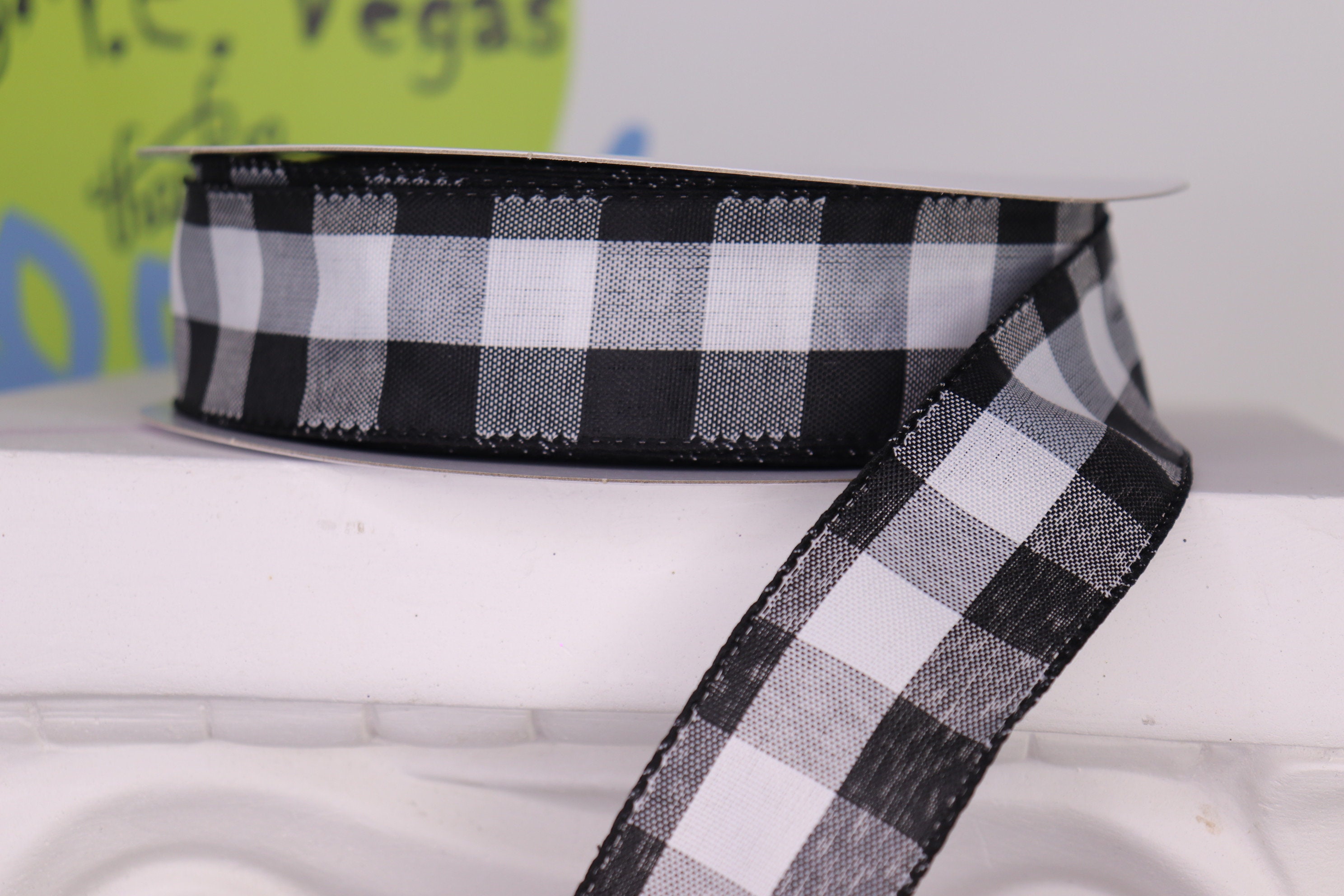 Buffalo Plaid Wired Ribbon Black and White Plaid Wired - Etsy