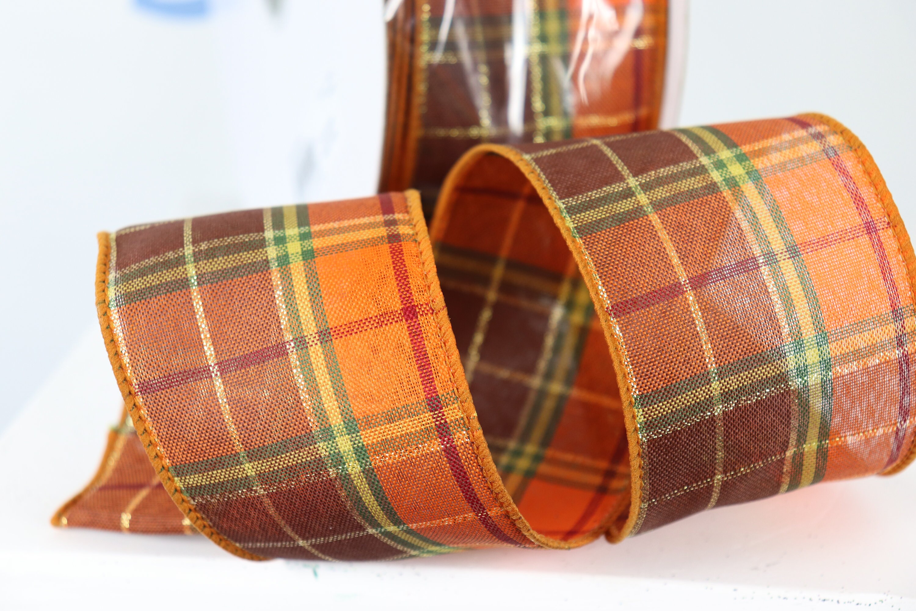 Fall Harvest Wired Plaid Ribbon Fall Wired Ribbon 50 Yard Etsy