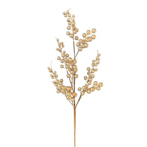 Champagne Metallic Berry Christmas Spray: Holiday Wreath Supply