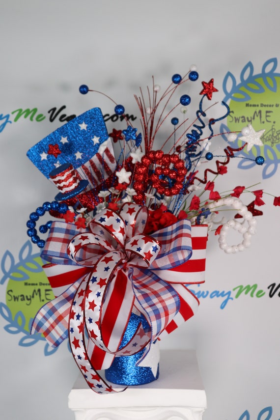 4th Of July Centerpiece Fireworks Red White And Blue Uncle Sam