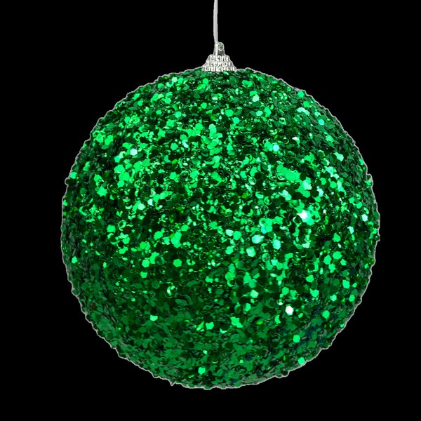 Emerald Green Glitzy Glam Sequin Ball Ornament,    Christmas elegant decoration, wreath supplies, 5 inch ornament, xmas tree ornament,