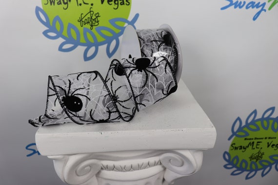 Halloween Spider Wired Ribbon, Halloween Ribbon, Spooky Halloween Wired Ribbon, Spider Ribbon, Craft Ribbon, Wreath Ribbon, Bow Ribbon Il_570xn
