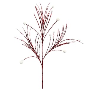 Red White Twig Ball Spray,  Christmas Wreath Spray, Craft Supply, Wreath Supply,  Christmas Tree Decor, Whimsical Candy Cane