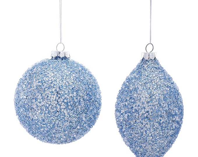 Blue Glass Christmas Ornament Set Christmas Tree Decorations Etsy