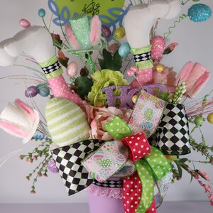 Easter Bunny Floral Centerpiece: Cottontail Legs, Spring Table Decor