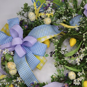 Grapevine Easter Wreath with Tulips Fabric Eggs and Floral image 7