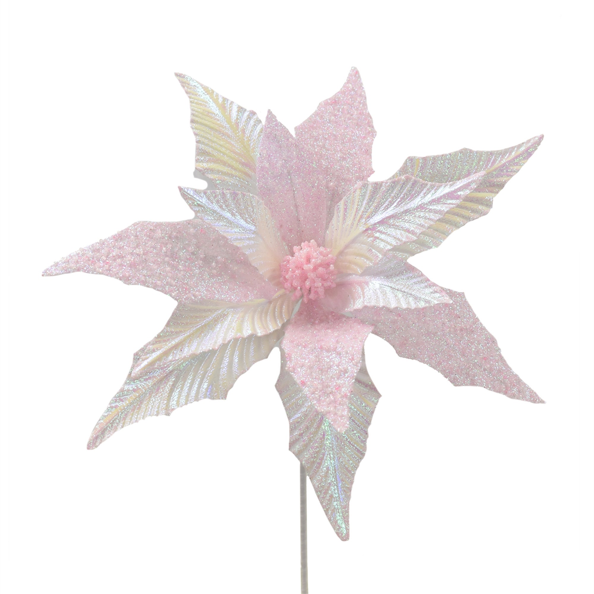 Pink Beaded Iridescent Poinsettia Floral Pick Christmas - Etsy