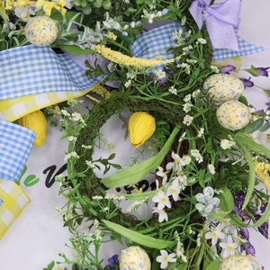 Grapevine Easter Wreath with Tulips Fabric Eggs and Floral image 8