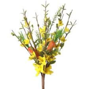 Easter Forsythia & Carrot Pick Spray,  Wreath Supply, Craft Supply, Floral Supply, Spring Decoration, Yellow flower, Easter Floral Decor,
