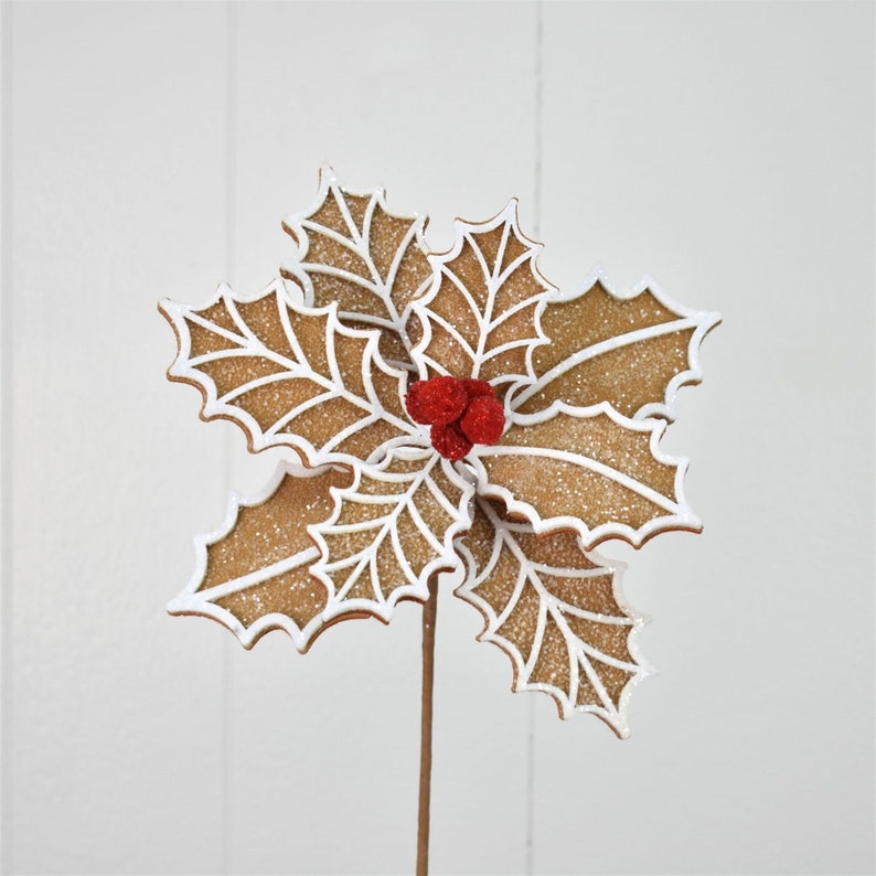 Gingerbread Poinsettia Floral Stem Candy Themed Christmas Etsy