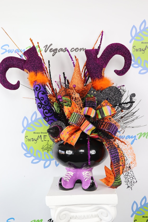 Halloween Centerpiece Witch Cauldron Table Decor Foyer
